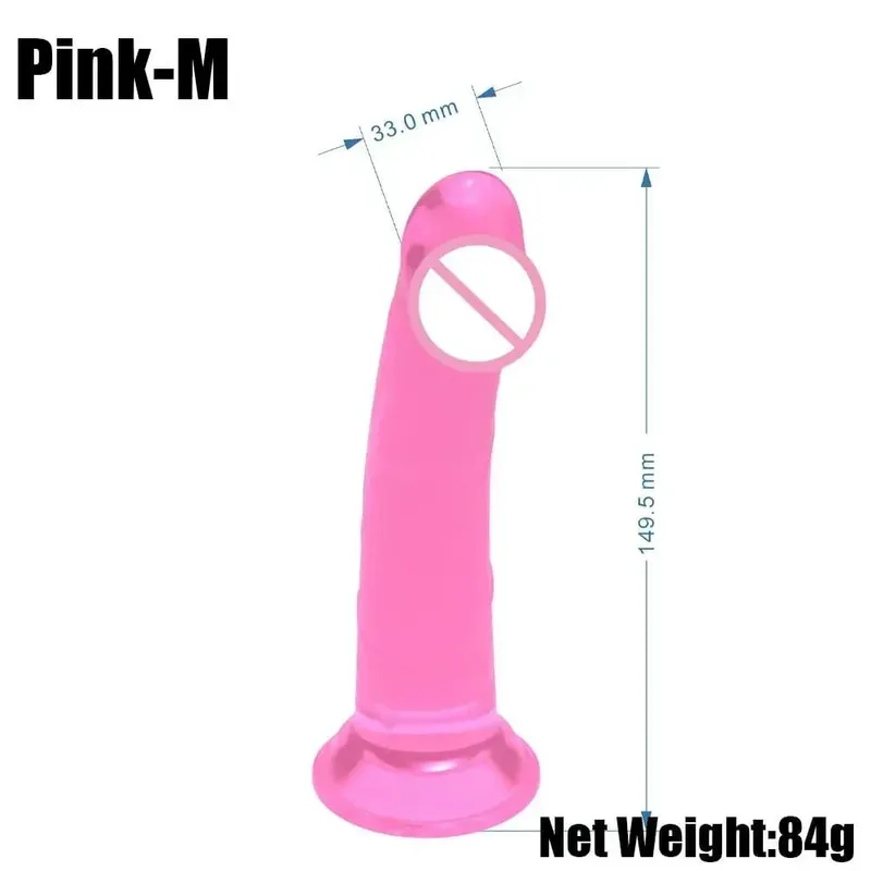 Realistic Small Silicone Jelly Dildo for Women with Suction Cup Strapon Compatible Anal Plug Adult Sex Toy for Women