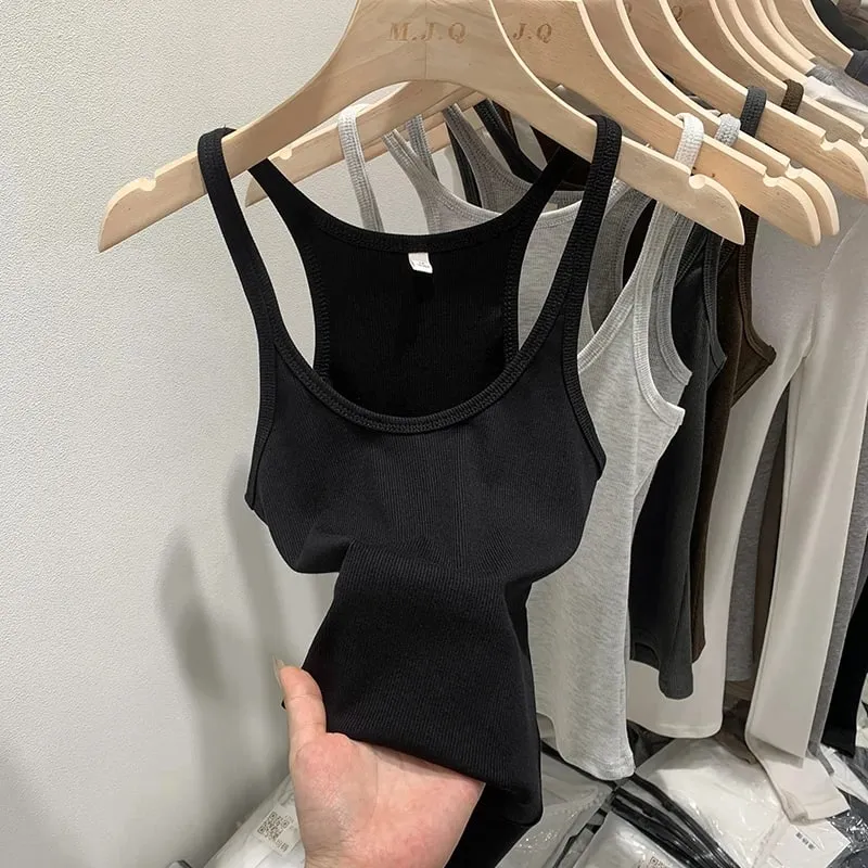 Layering Outerwear Tees 2026 Summer Y2K Hot Girl Knitted Ribbed Women Camis Figure Flattering Sleeveless Tank Top