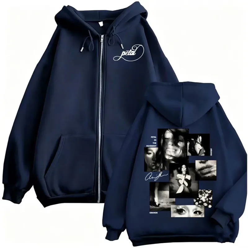 Singer Ariana Grande Petal Zipper Hoodies Men Women Fashion Aesthetic Sweatshirt Jacket Coats Fleece Long Sleeve Zip Up Pullover — image 3