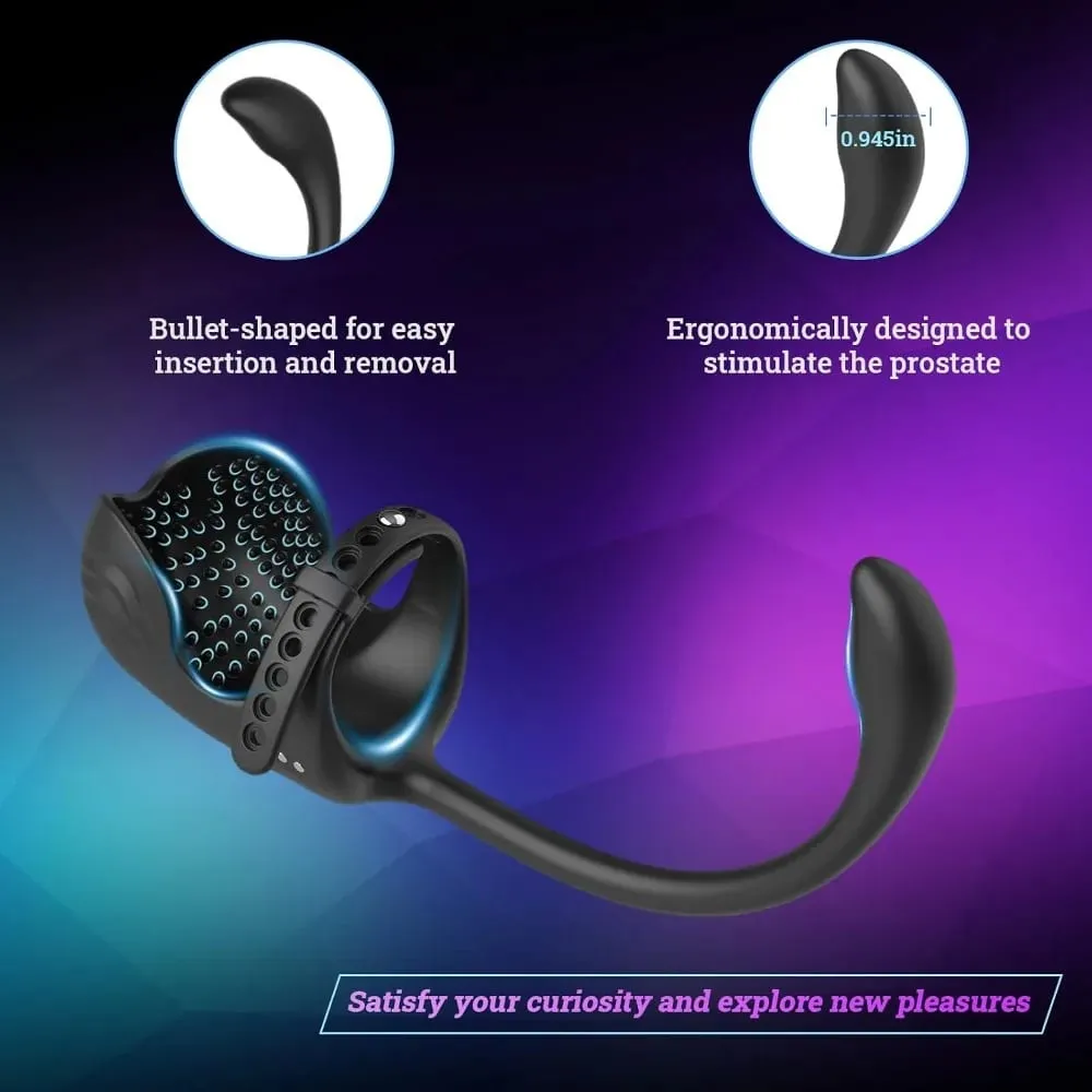 3 in 1 Anal Plug Vibrator Testicle Taint Stimulator Vibrating Cock Ring Remote Control Male Prostate Massager Sex Toy para sa Mag-asawa