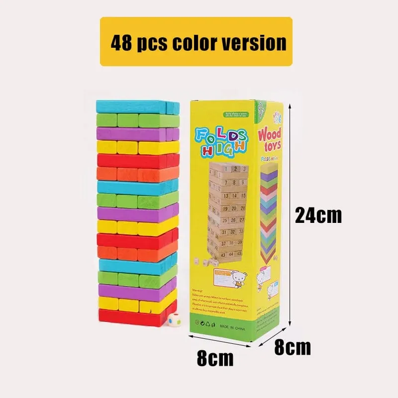 Hot Colorful Building Block Balance Game Toy Swooden Dominoes for Family Gatherings Children's and Adult Toys Stacked Toys