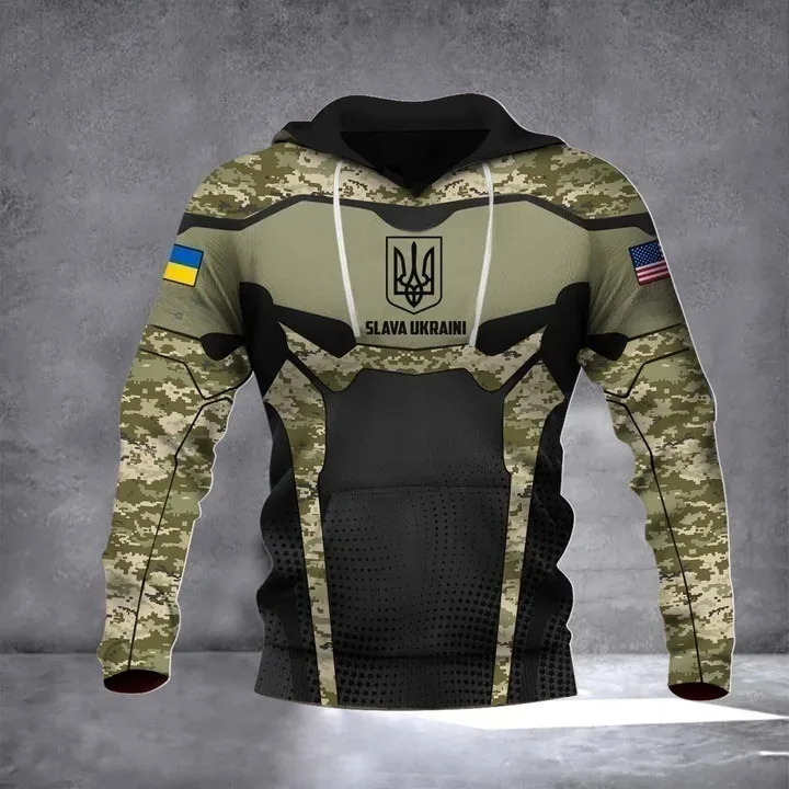 New Ukrainian national emblem Canada Flag Camo printed hoodies 3D Men Women casual pullover military hooded Sweatshirt clothing