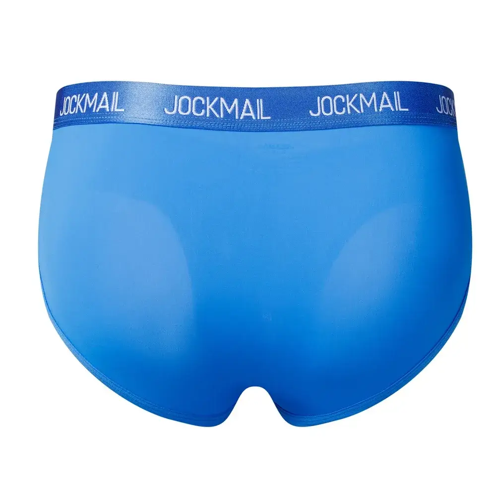 Jockmail Mens Underwear Low Waist Sexy Letter Sports Breathable Summer Ice Silk Briefs Big Bag Nylon Solid Color Man Panties