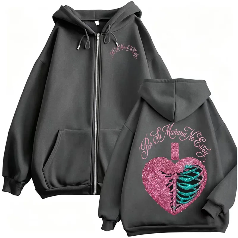 Omar Courtz Por Si Manana No Estoy Tour Zipper Hoodies Men Women Harajuku Hip Hop High Quality Sweatshirt Jacket Coat Streetwear