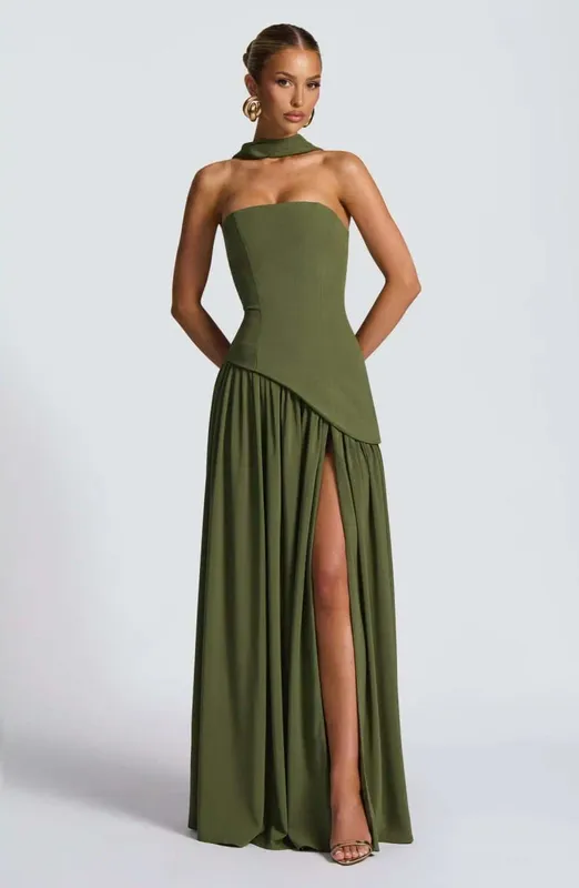 Giyu Sexy Evening Party Dresses Women 2025 Autumn Summer Maxi Long Dress Elegant Strapless Split Backless Pleated Dress