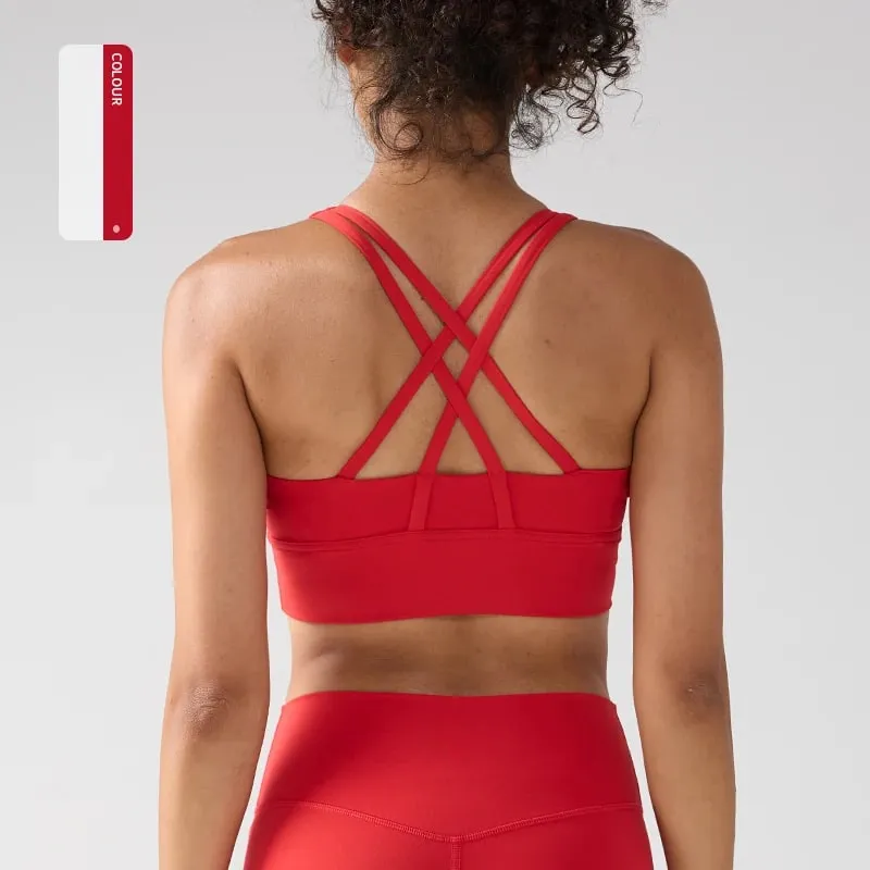 Solid Color Women Women Fitness Yoga Bras Race Back Sports Bras Nylon Top Women Bra Sexy Breathable Underwear For Women Gym