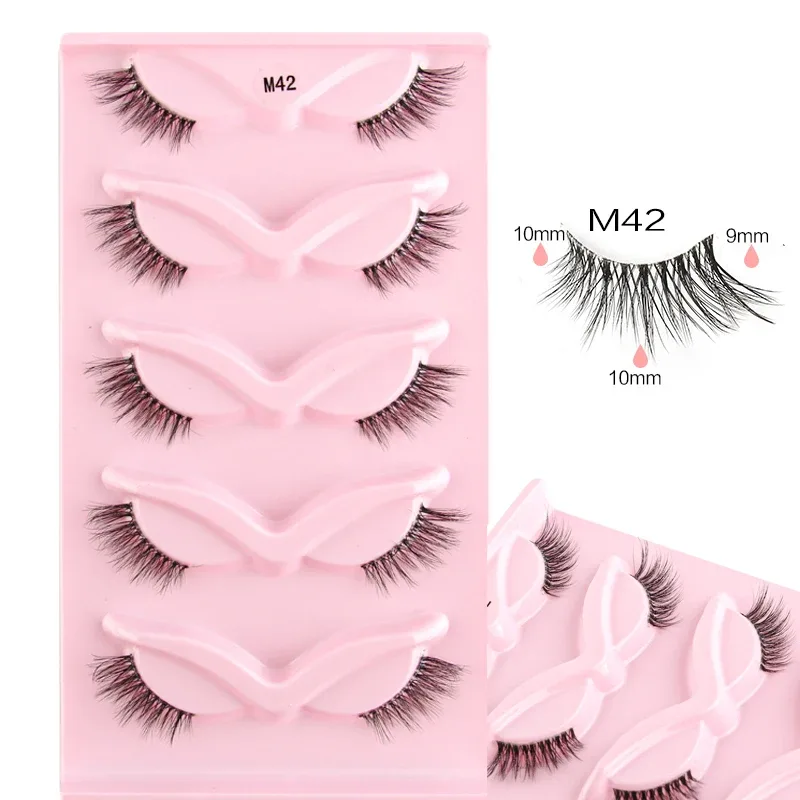 Half Eye Lashes Cat Eye Lashes 3/5/10 Pairs False Eyelashes Fluffy Soft Natural Look Clear Band 3D Mink Lashes Extension Makeup