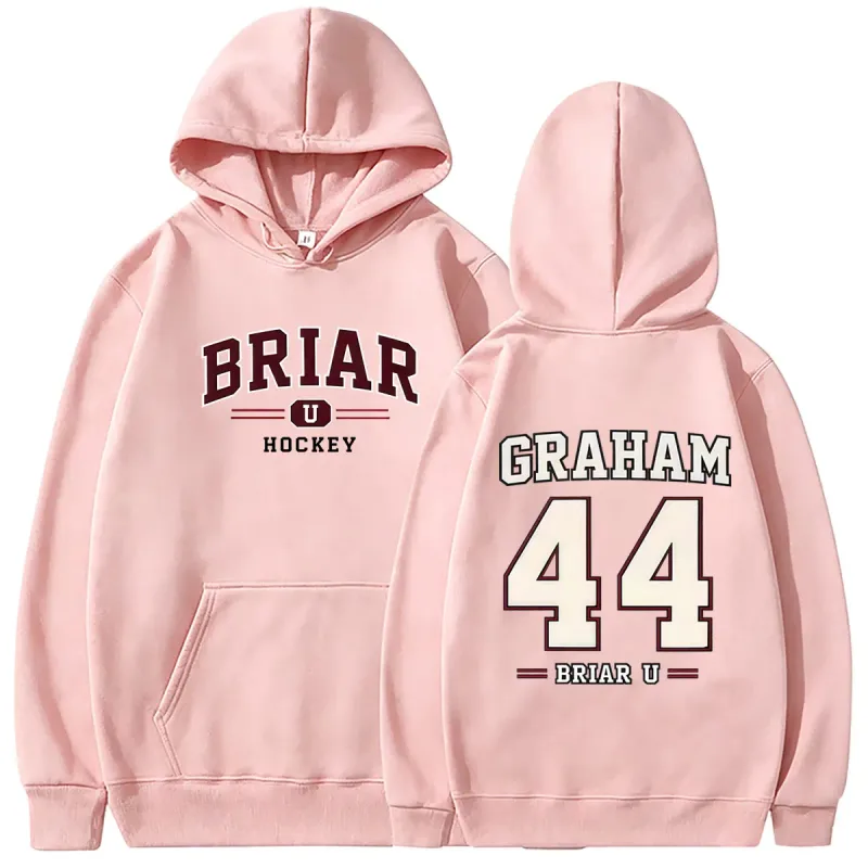 Di Luar Kampus Briar University Hockey Graham 44 Hoodie Grafis Pria Wanita Vintage Kaus Kebesaran Pria Fashion Pullover Hoodies