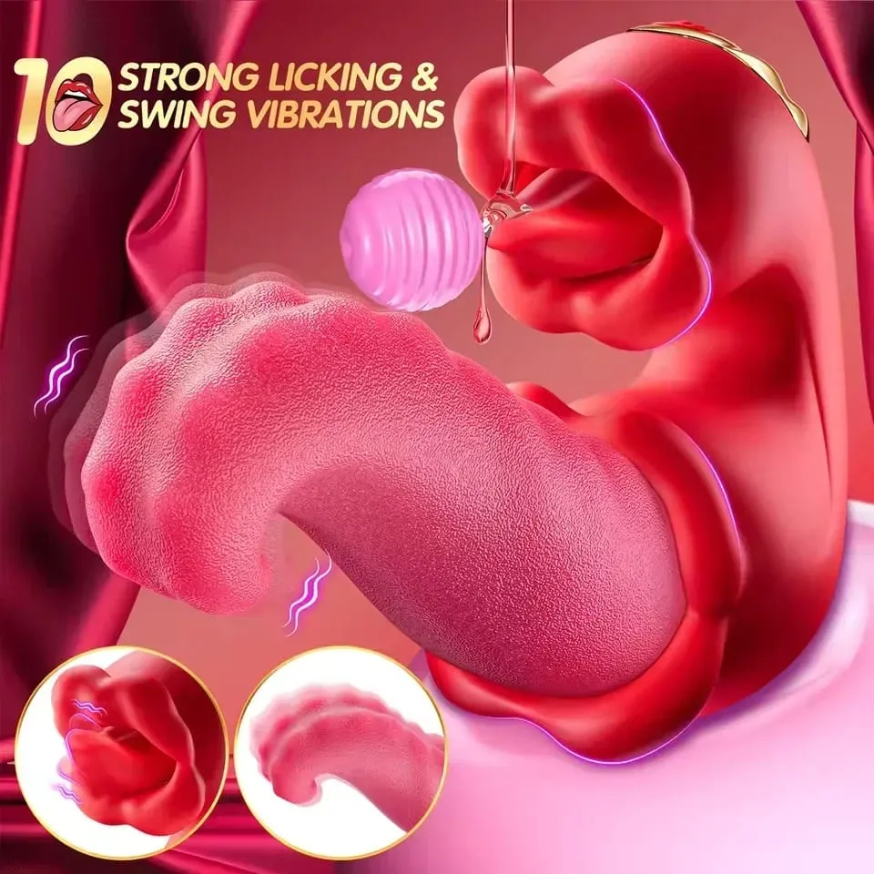 Tongue Licking Clitoral Vibrator for 18+ Women Adult Supplies Thrusting Vaginal Tapping G Spot Female Masturbator for Sex Toy