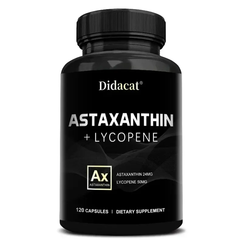 Astaxanthin 24mg + Lycopene 50mg Natural Antioxidant From Microalgae Astaxanthin Supplement Support Eye Skin Health Non-GMO