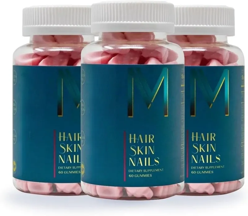 Hair Skin Nails Gummies with Biotin and Zinc Vitamins A C D2 and E Plus B6 and B12 for Radiant Healthy Skin 60 Gummies