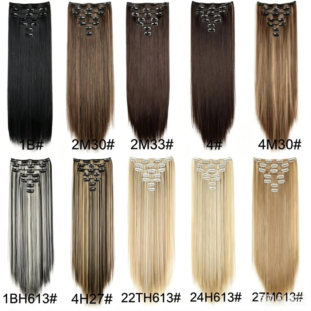 24Inch Synthetic 7Pcs/set Long Straight Hair Extension 16Clips Hairstyle Black Blonde Y2K Kpop Hairpiece for Women Christmas Eve
