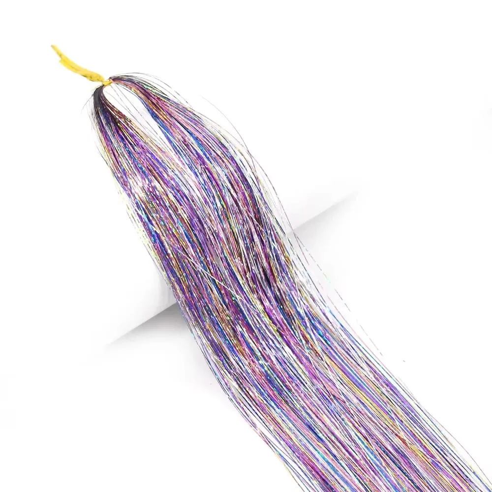 Sparkle Shiny synthetic Hair Tinsel Hair Extensions Dazzles Women Hippie for Braiding Headdress Hair Braiding Tools Long 120cm