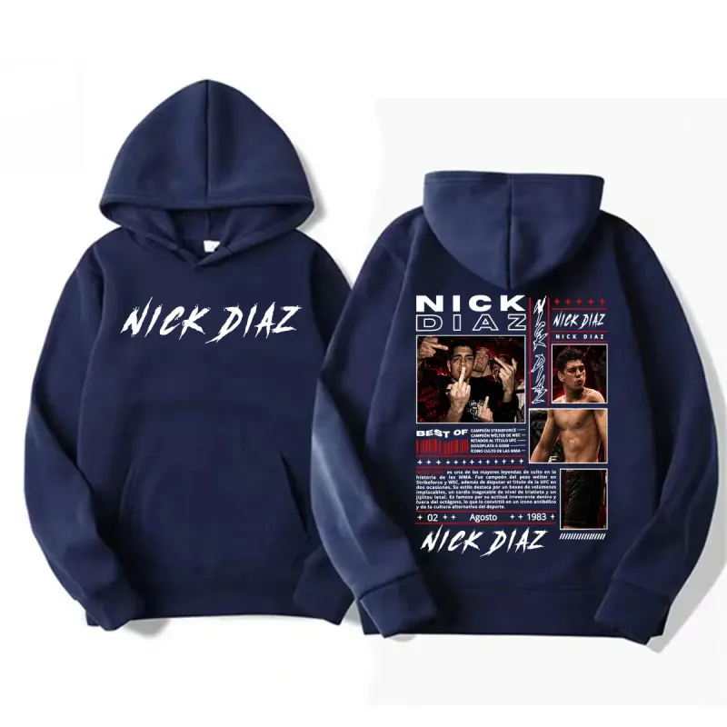 Limited Nick Diaz Retro 90s Style Graphic Hoodies Men's Gothic Violence Aesthetic Sweatshirt Fleece Casual Long Sleeve Pullovers