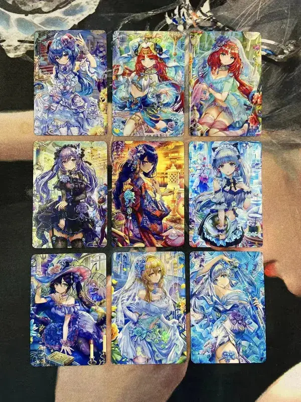 DIY Fanmade Mixed Genshin Honkai Waifu holografické laserové flash karty sběratelské herní hry