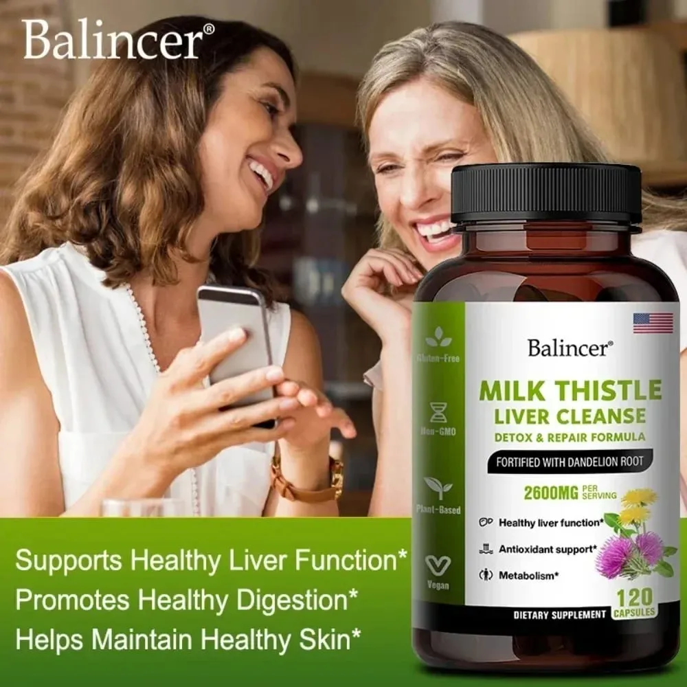 Milk Thistle with Dandelion Root-Antioxidant Liver & Kidney Health Support Supplement Vegan Non-GMO Gluten Free 120 Capsules