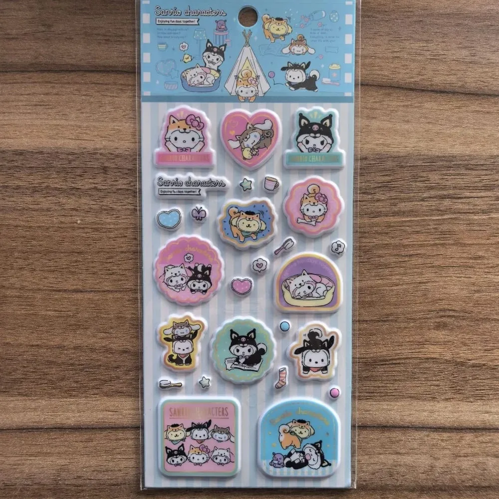 Genuine Sanrio 3D Stickers Toys Cartoon Hello Kitty Kuromi Melody Scrapbook Decor Sticker For Phones Water Mug Notebooks Decals