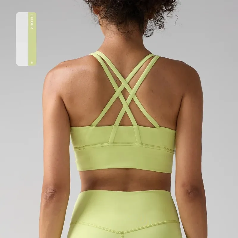 Solid Color Women Women Fitness Yoga Bras Race Back Sports Bras Nylon Top Women Bra Sexy Breathable Underwear For Women Gym