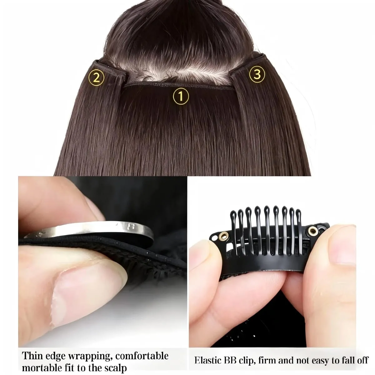 3Pcs Long Straight Synthetic Clip In Hair Extensions Invisible Seamless Natural Hairpiece Lightweight Secure BB Clips For Women