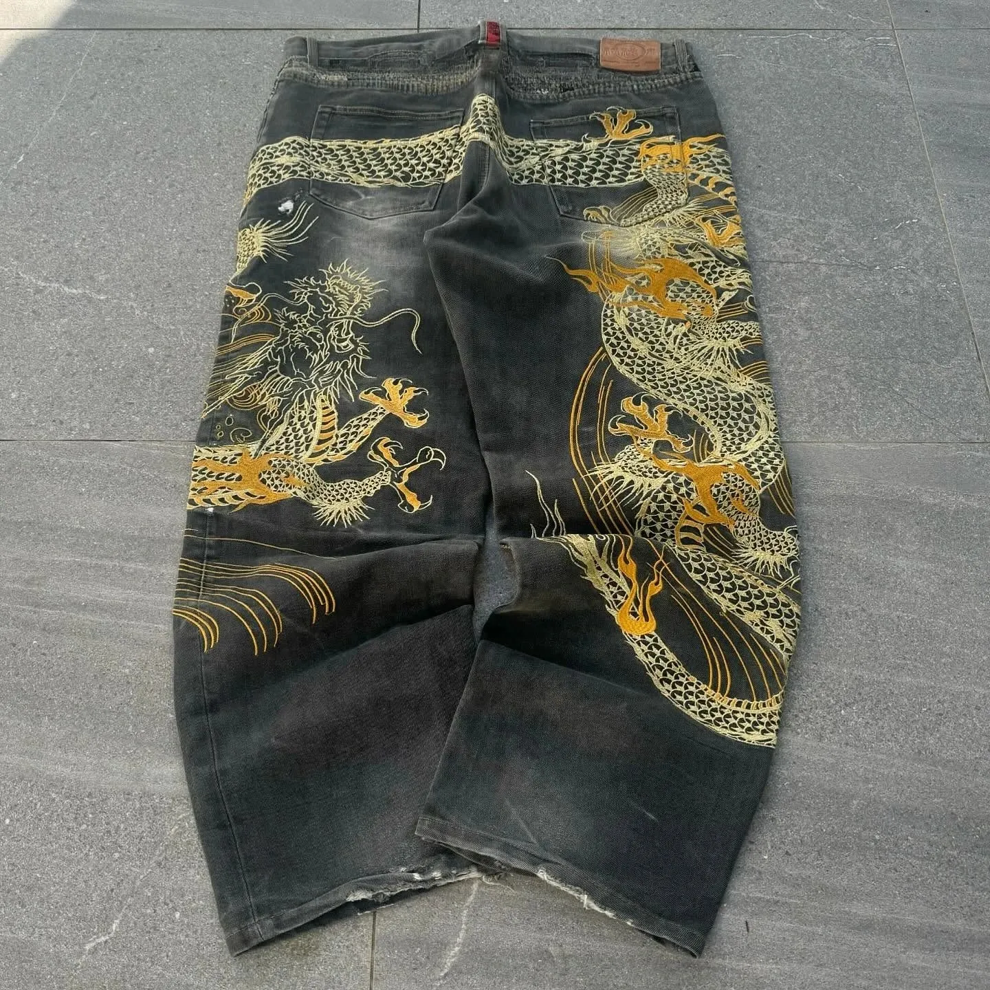 Vintage Japanese Selvedge Jeans Man Y2K High-end Brand Natural Indigo Dip Dyeing Harajuku Mopping Pants