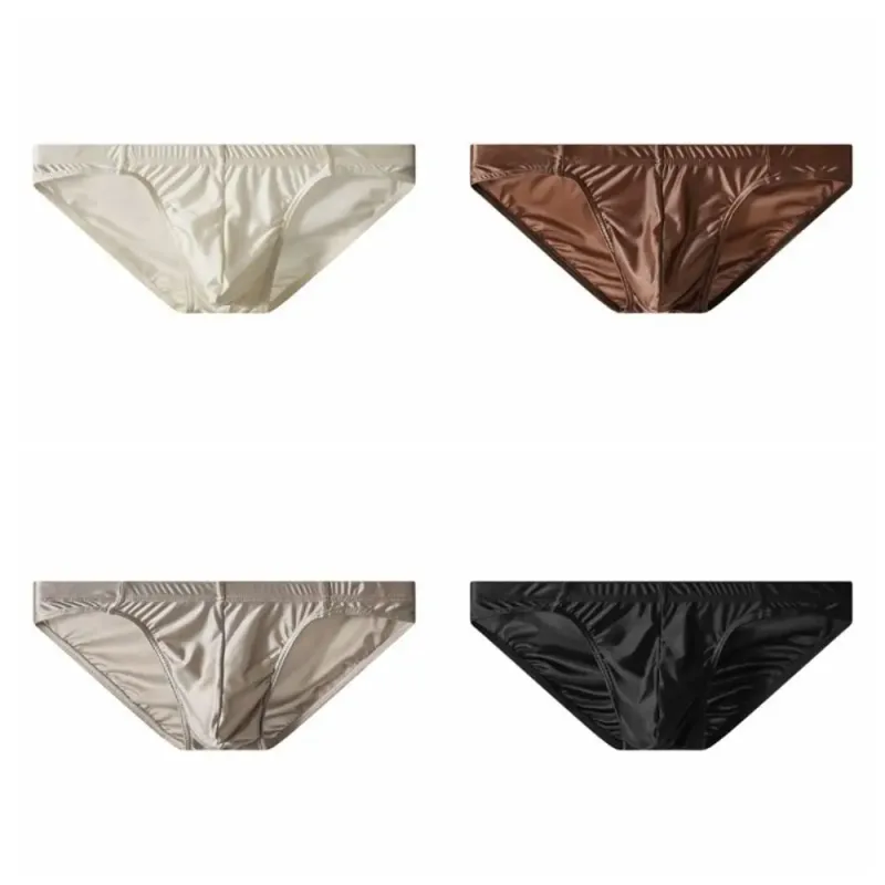 Breathable Low Waist Men Thin Panties Male Lingerie Underpants Men's Underwear Simple Ice Cool Briefs Summer
