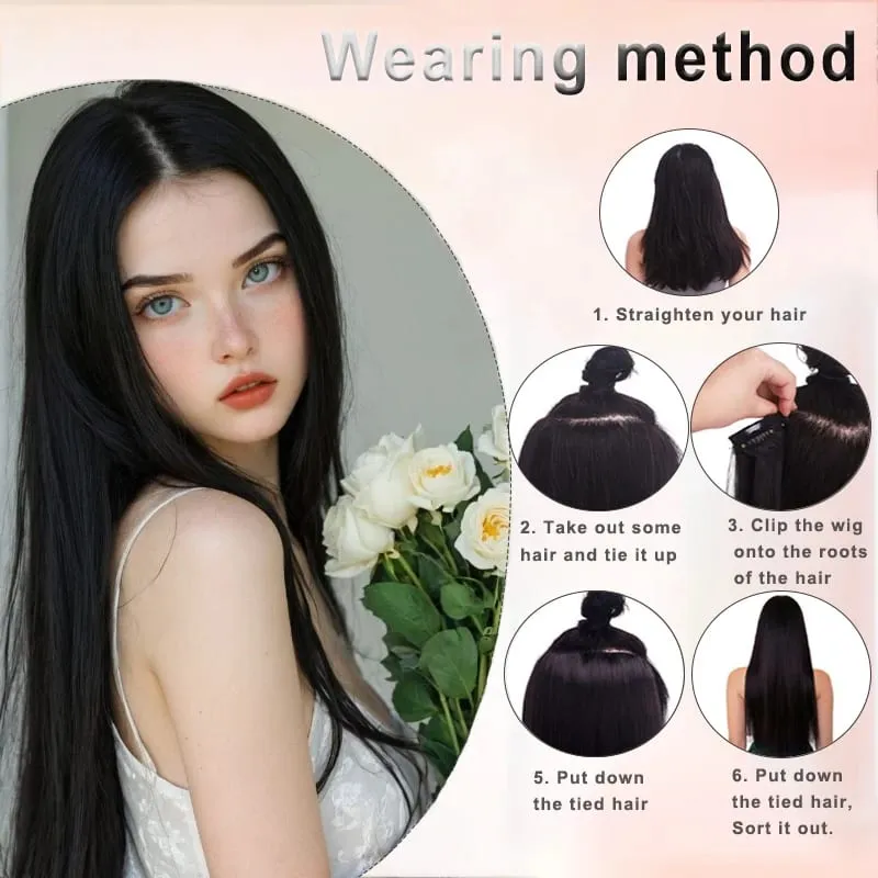 24 Inch Burgundy Straight Long Synthetic Hair Ponytail Extension Suitable For Women