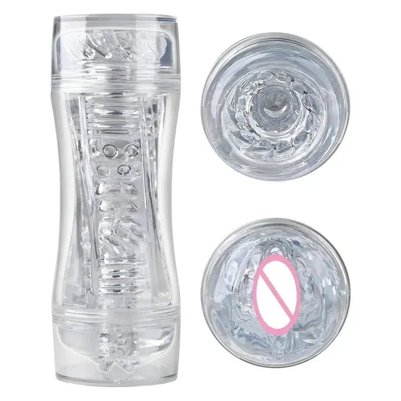 Male 3D Manual Masturbator Transparent Vagina Soft Pussy Sex Toys Realistic Adult Endurance Exercise Sex Toy Pocket Cup for Men
