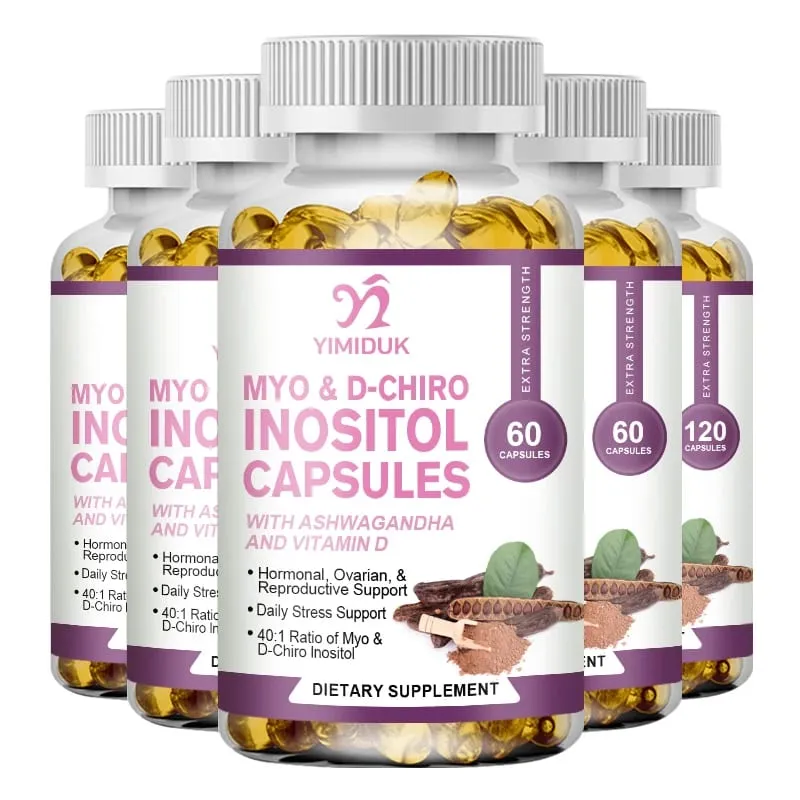 Myo Inosito Capsules & D-Chiro Inositol with Ashwagandha Root & Vitamin D3 Hormone Balance for Women Regulate Menstrual Cycle