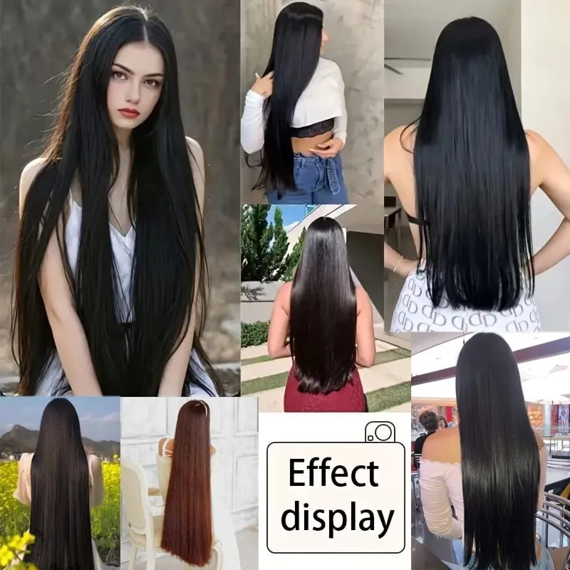 32inch Synthetic Hair Extensions 5-clip Long Straight Heat-Resistant Hair Extensions Suitable for Daily Vacations and Gatherings
