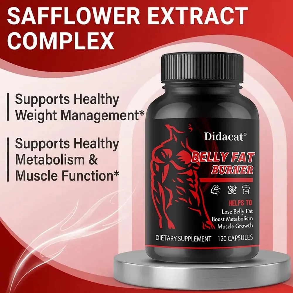 Stimulant-Free Men's Belly Fat Burner Capsules Boost Metabolism Burn Stubborn Fat Tighten Abs Preserve Muscle Caffeine-Free