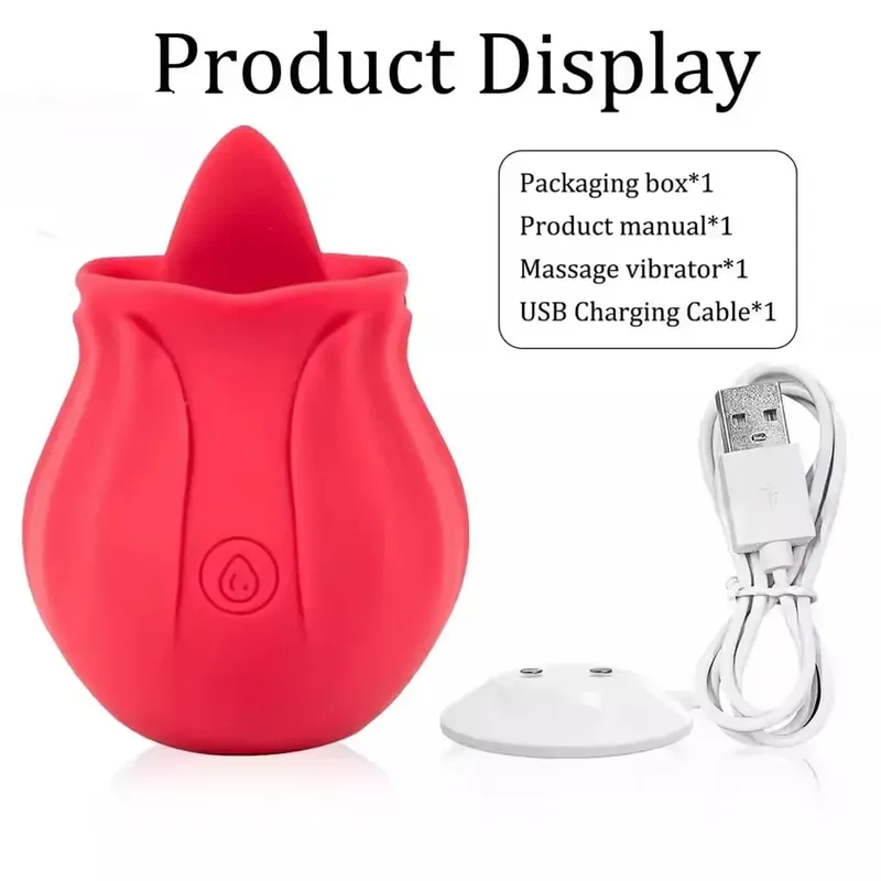 Rose Tongue Licking Vibrator G Spot Clitoris Nipple Stimulator Massager Masturbator Adult Sex Toys for Couples Adult