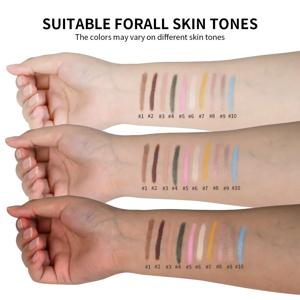 10colors Eyeshadow Stick Matte & Shimmer Shades Waterproof Smudge-proof Glitter Eyeshadow Pencil Stick Lasting Smooth Eye Makeup
