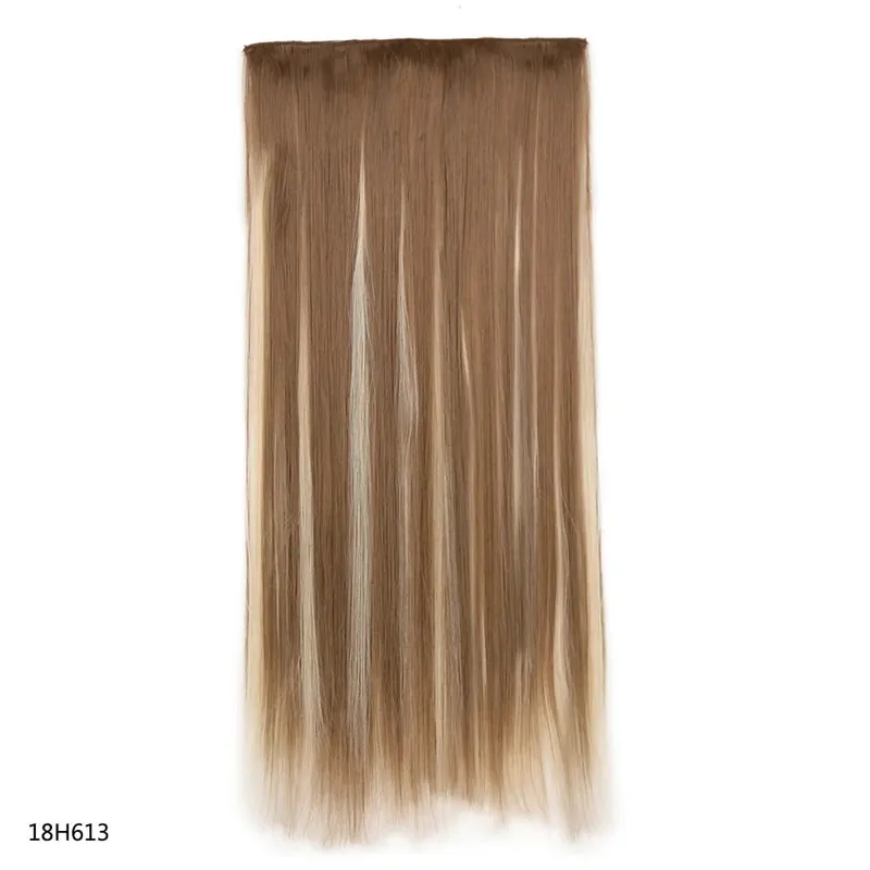 Synthetic 24 Inch Long Straight Clip in Hair Extension Seamless Natural Looking Easy Install Women’s Hairpieces for Daily Wear