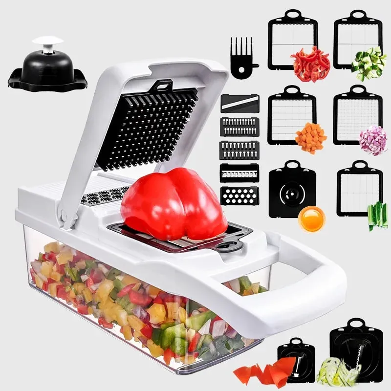 Vegetable Cutter Multifunctional Kitchen Tool 5-in-1 Food Chopper for Tomato Carrot Cheese Onion Handheld Slicer Dicer Grater
