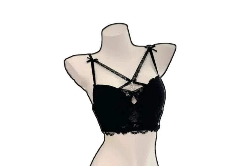 Magic Bust Boost Lace Bra Heart Pendant Decor Sexy Allure Women Underwear Push‑Up Lingerie S‑XL Size 32‑38AB Cups