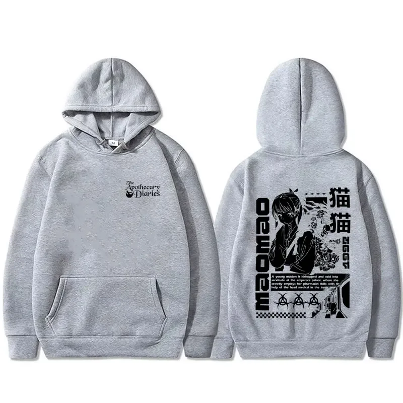 Sweat-shirt à capuche pour hommes et femmes, pull surdimensionné, décontracté, humoristique, Kawaii, mignon, graphique Maomao, Anime The Apothecary Diaries