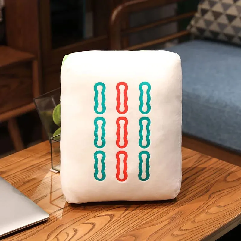 Creative Mahjong Pillow Cushion Chinese Plush Toy Car Chair Backrest Dice Funny Nap Sofa Home Decor Gift Accompanying Decoration