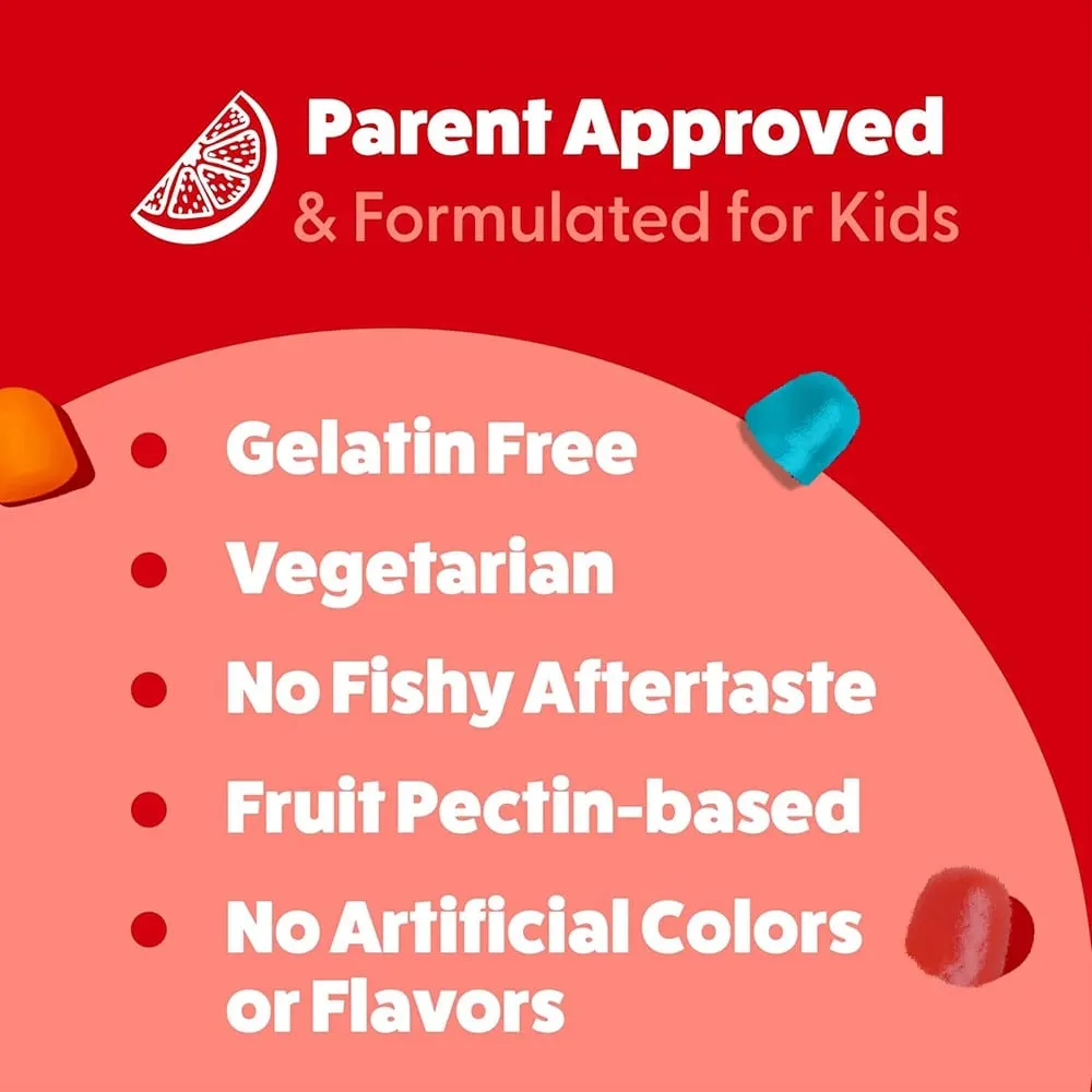 + DHA Gummies for Kids with Omega 3 6 9 + DHA Vitamin C - Healthy Brain Function Vision & Heart Health Vegetarian