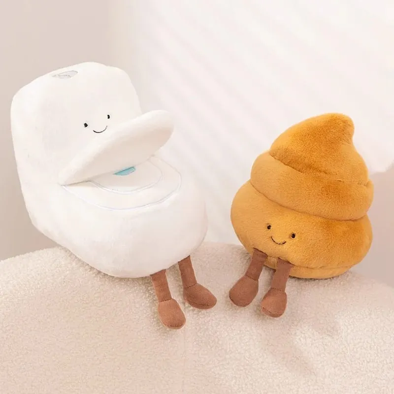 Kawaii Toilet Plush Humanoid Toy Stuffed Poop Roll Paper Plushie Smiling with Legs Prop Decor Gift