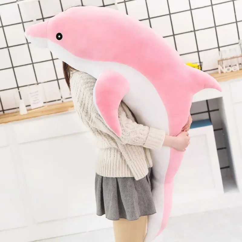 Children Dolphin Pillow Doll Sleeping On Bed Girl Doll Birthday Gift Ocean World Plush Toy for Kids Large Doll Peluches Gifit