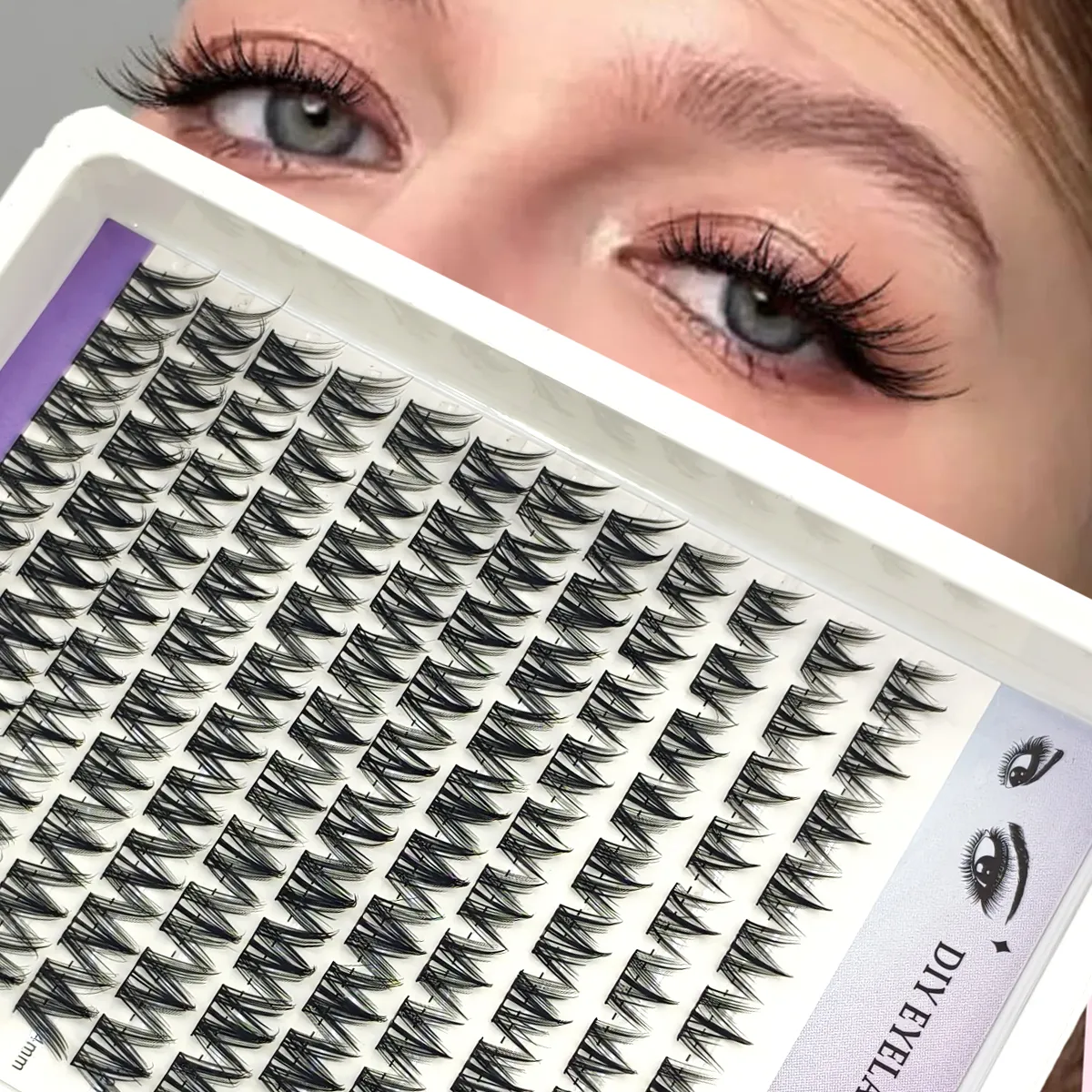 12rows Diy Cluster Lashes 8-16mm Cat Eye Lashes Invisible Band Premium Mink Manga Lash Clusters Natural Style Faux Cils