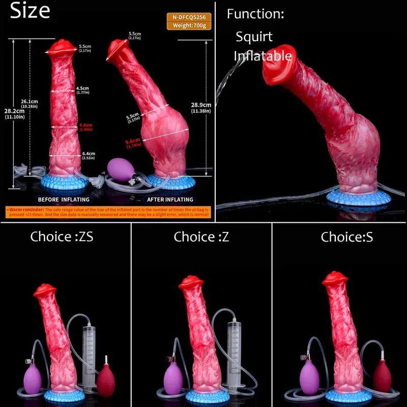 Silicone Inflatable Ejaculation Knot Dildo Adjustable Girth Squirting Fantasy Horse Penis Adult Sex Toys Anal Dilator