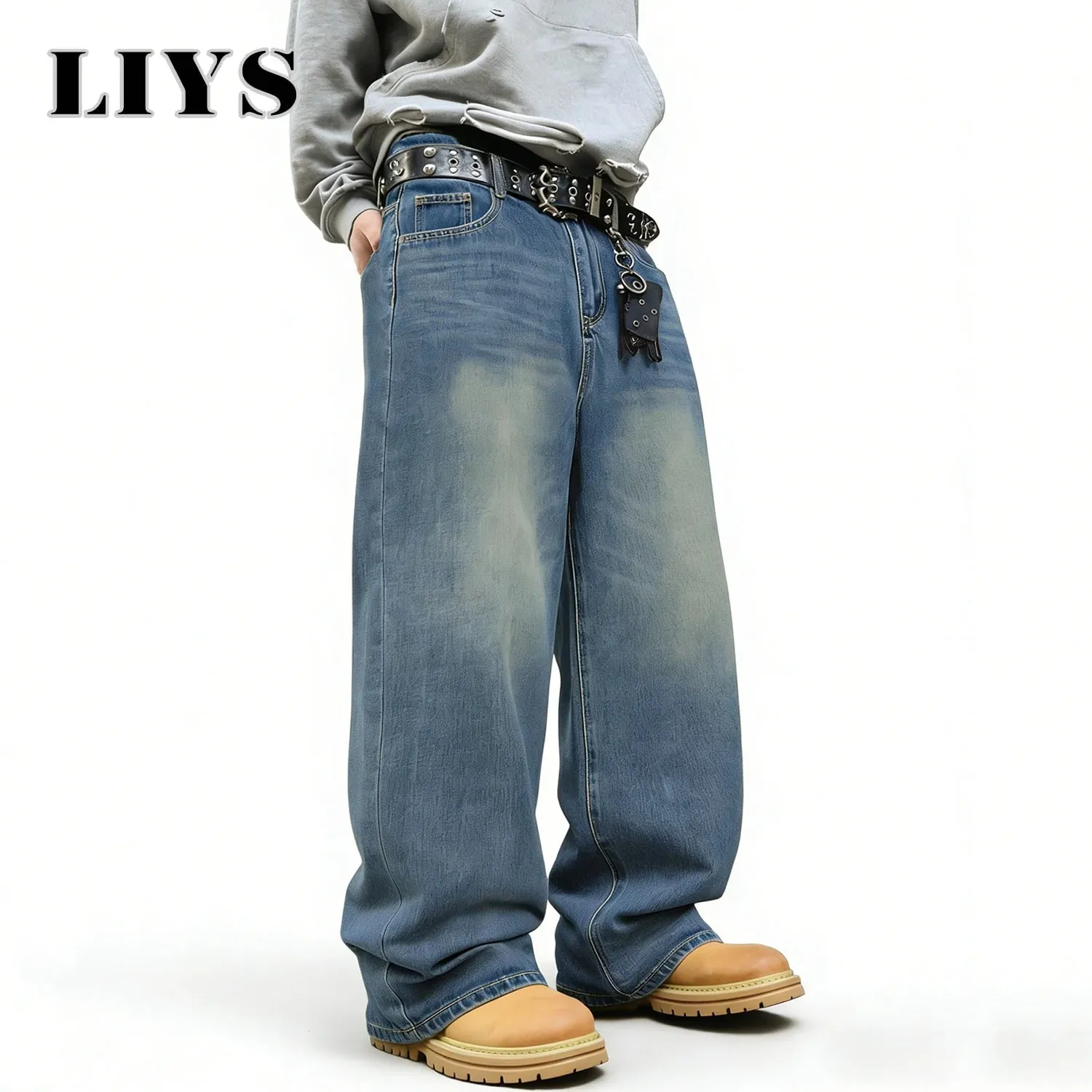 American Retro Men's Women's Ultra Baggy Wide Leg Jeans Four Seasons Street Oversized Fashion Denim Pants Unisex Clothes