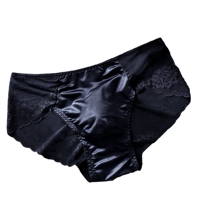 1pc Men Lace Seamless Ice Silk Briefs Ultra-thin Underwear 3D Bulge Pouch Low Waist Gay Panties Breathable High Elastic Lingerie
