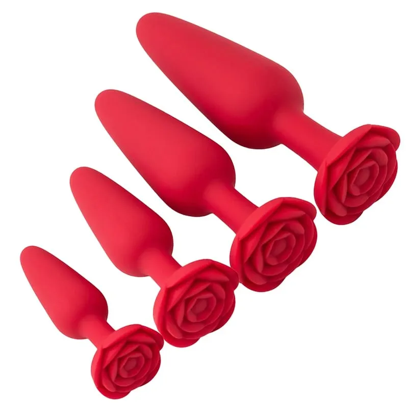 Silicone Dildo Anal Butt Plug Rose Base Anal Toys Anal Plug for Woman Adults Games Sex Toys for Women Anal Trainer Sex Shop