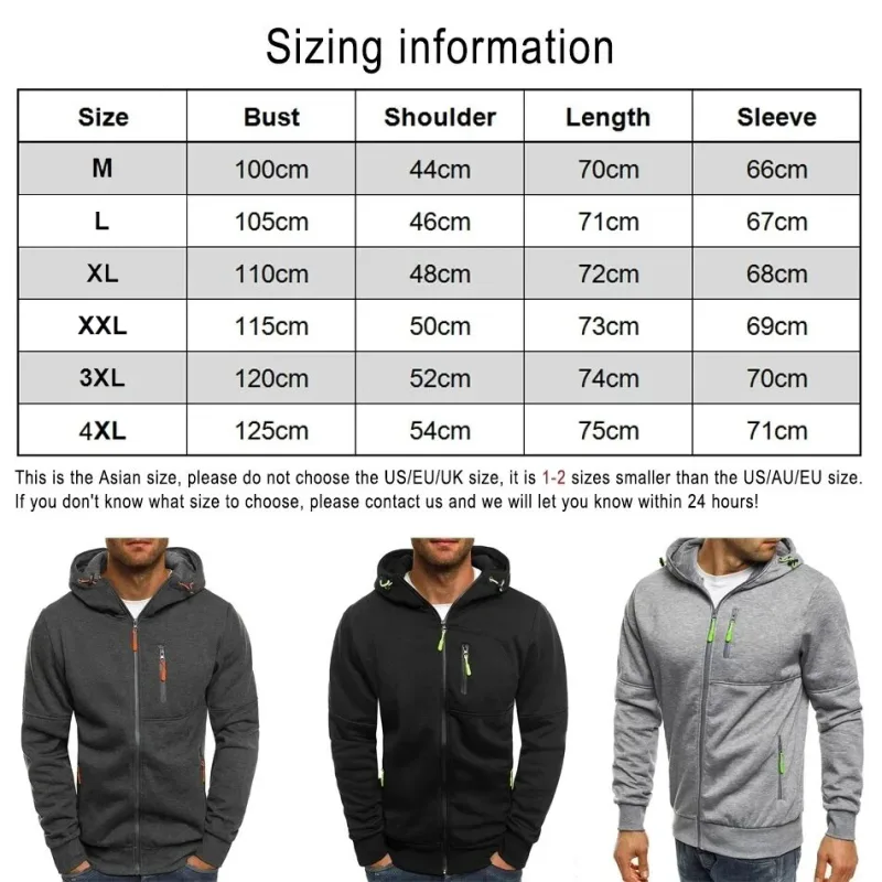 Men's hooded zipper jacket with pockets custom logo image text casual sports streetwear men's cardigan wool sweater fashion