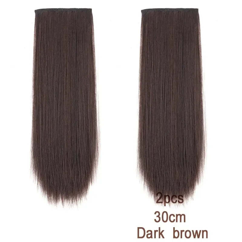 2pcs Synthetic Overhead Hair Clip Style Hair Invisible Extension Increases Hair Volume Hair The Top of Hairpiece for Women