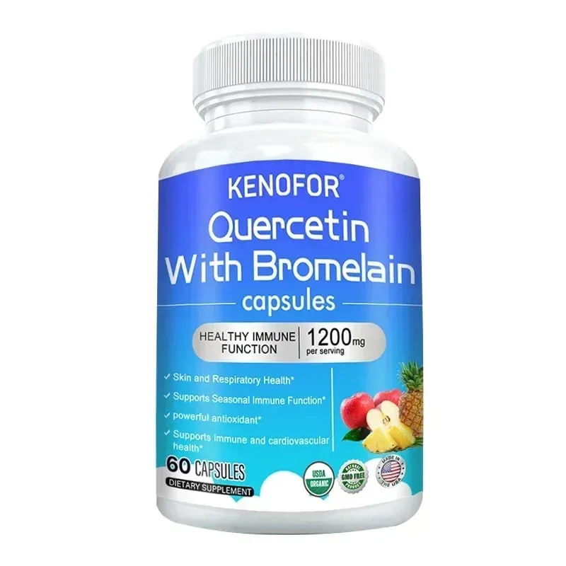 Capsules complexes de quercétine + bromélaïne 1200 mg – Soutien immunitaire articulaire et digestif avec vitamines C et D3 30/60/120 points