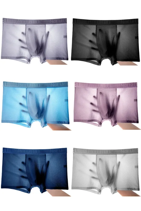 4 ชิ้นผ้าไหมน้ำแข็งตาข่ายกางเกงบ็อกเซอร์ผู้ชายชุดชั้นใน Cool Underpant Breathable เซ็กซี่กางเกง Slim ชุดชั้นในไม้ไผ่ขายส่งจำนวนมาก L-6XL 3256806582323621