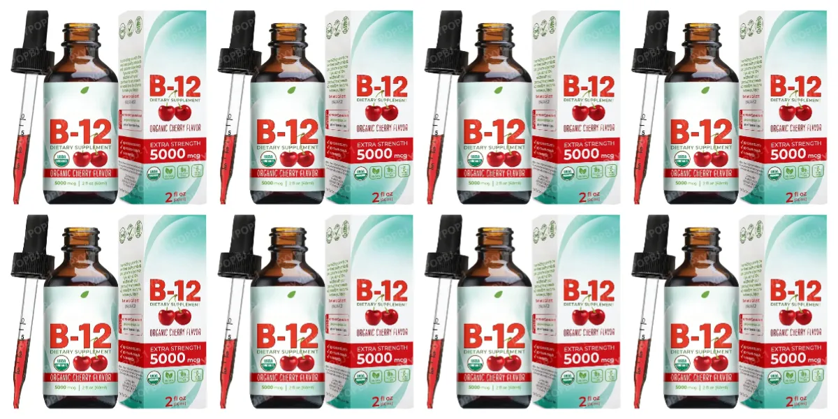 Methylcobalamin B12 Drops 5000mcg Vitamin B12 Liquid Sublingual Supplement Cherry Flavor Vegan Sugar Free Daily Nutrition 60ml